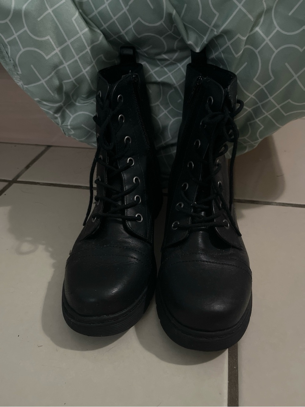 Women's Black Lace-Up Ankle Boots with Side Zip